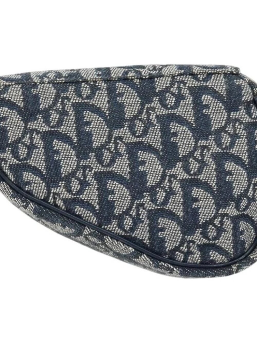 Christian Dior Trotter Canvas Saddle Pouch Navy Gold Auth - Picture 2 of 16